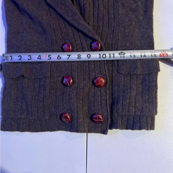 Marc Jacobs Lambs Wool Dark Brown Knitwear Cardigan with leather buttons size M - Picture 12 of 13